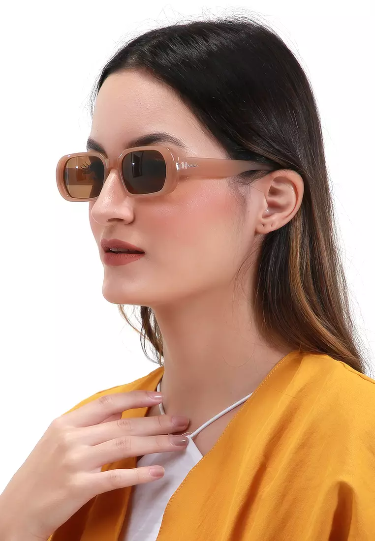 Mackenzie Kacamata Oval Frame Sunglasses Material PC ORIGINAL - Brown