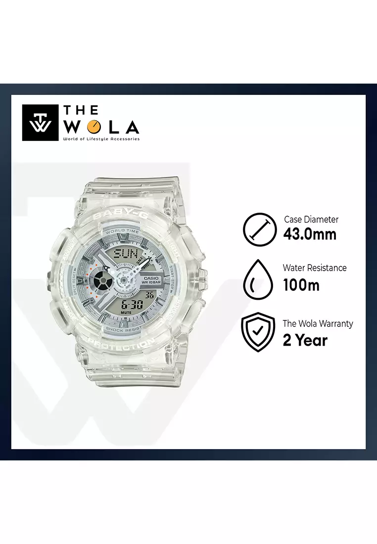 Women Analog-Digital Sport Watch BA-110XCR-7A Clear Resin Strap