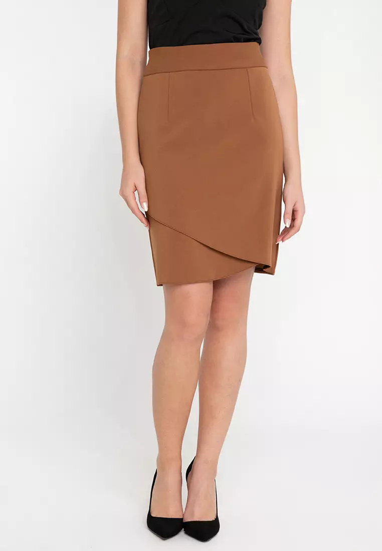 Tonya Pencil Skirt With Overlap
