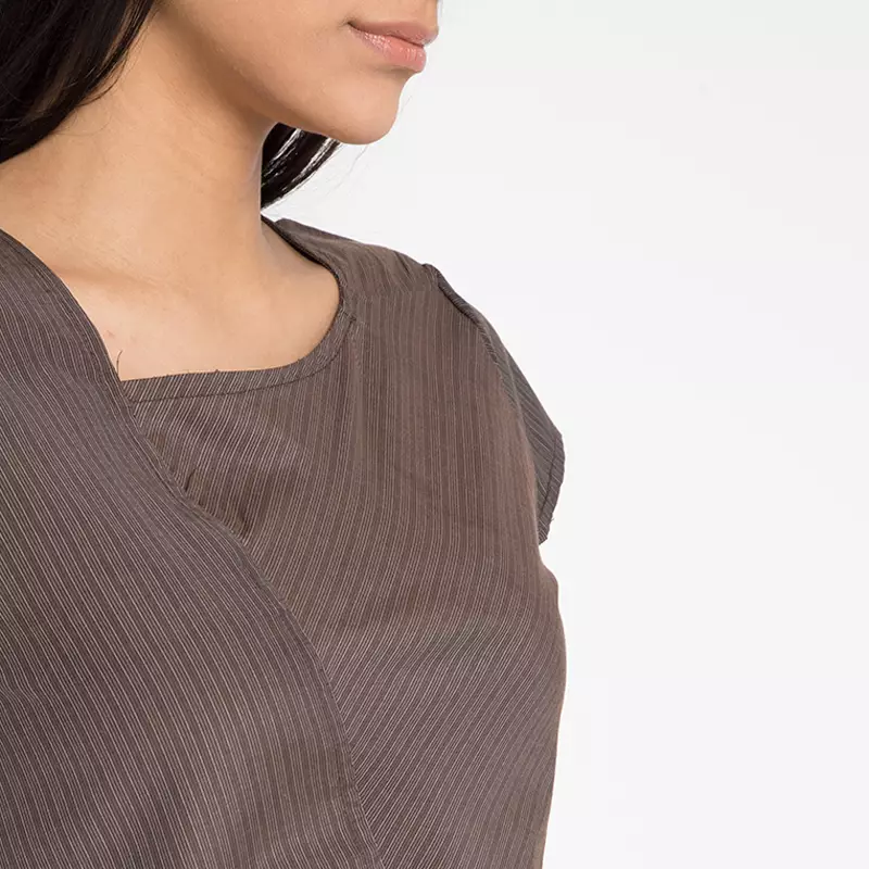 Kat Blouse In Dark Brown Stripes