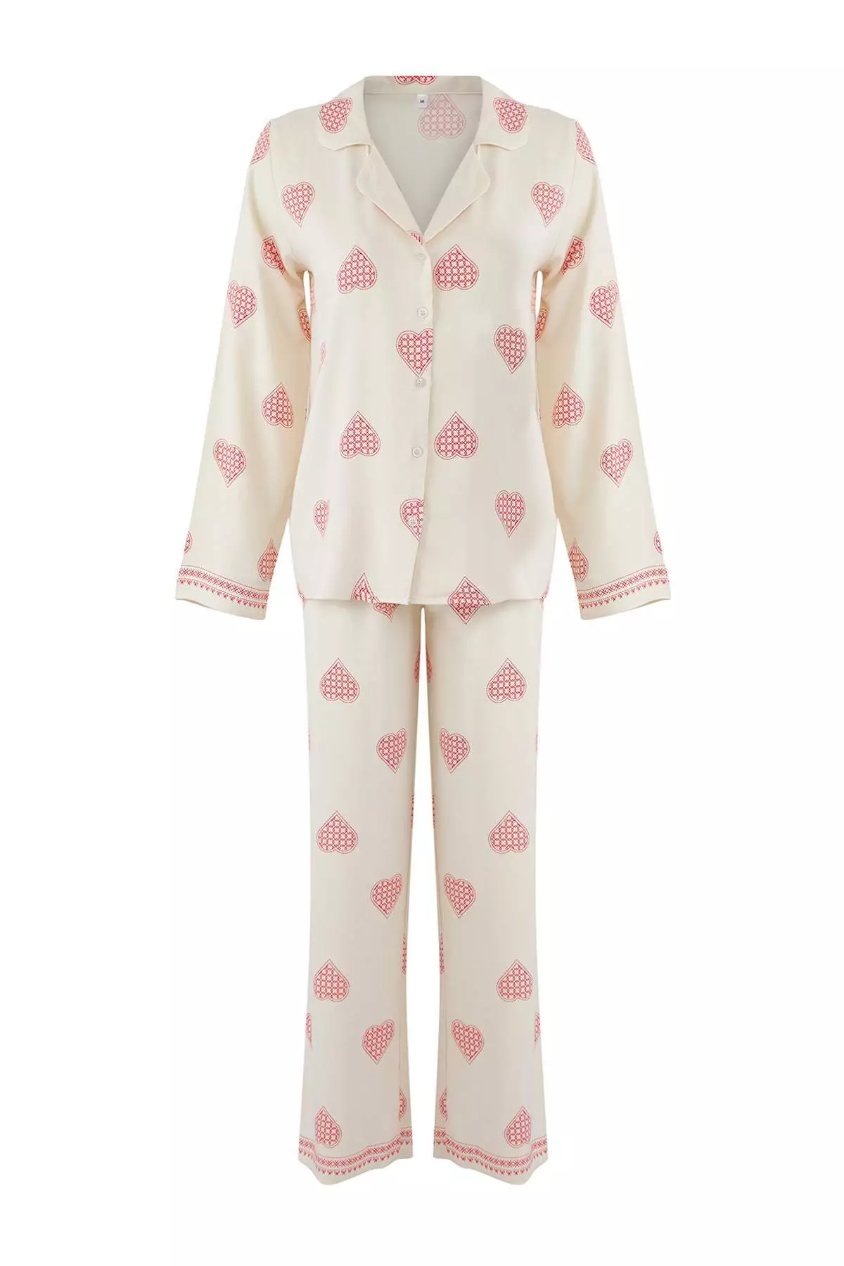 Ecru 100% Cotton Lined Woven Pajama Set Thmaw26Pt00025