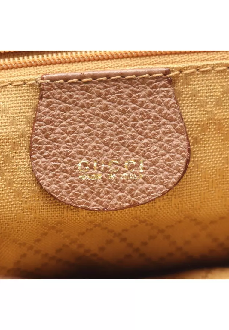 Pre-Loved Gucci Bamboo Backpack rucksack suede leather Brown