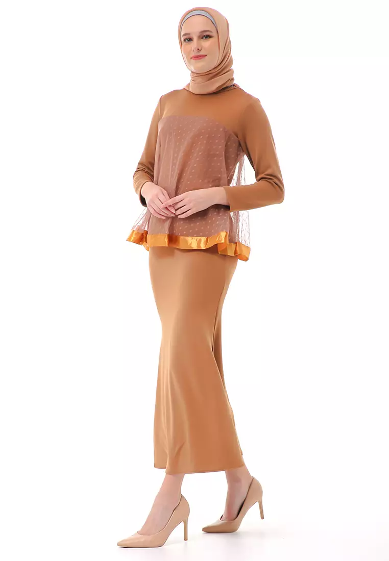 Gaun Model Duyung Fashion Muslimah Atasan Wanita Long Stlye Premium High Quality - Mocha