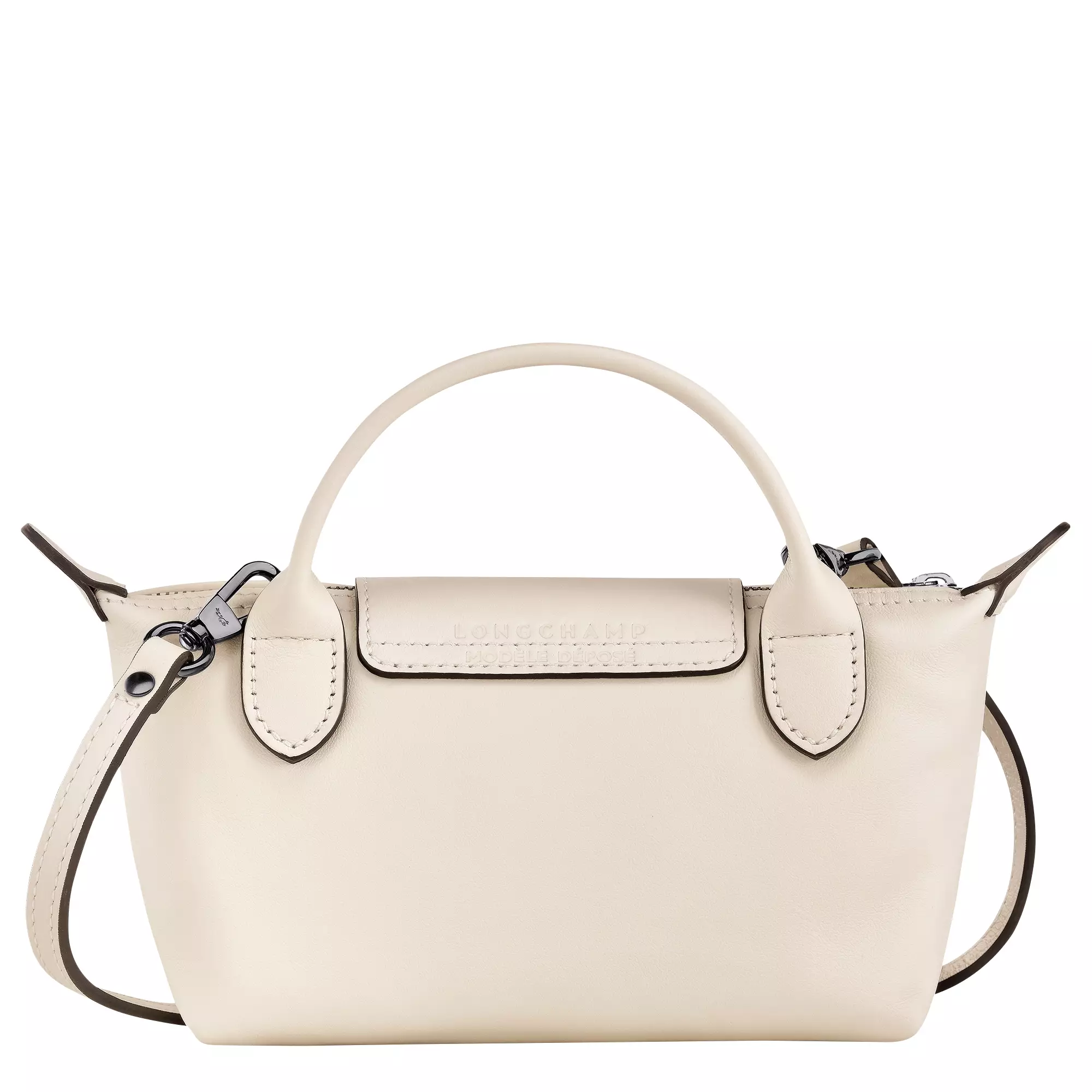 Le Pliage Xtra XS Leather Pouch - White Ecru