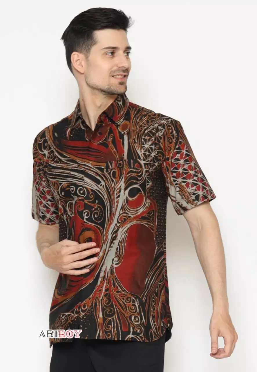 Kemeja Batik Lasm Pria Premium Slimfit Elegant Modern Lengan Pendek Gandra