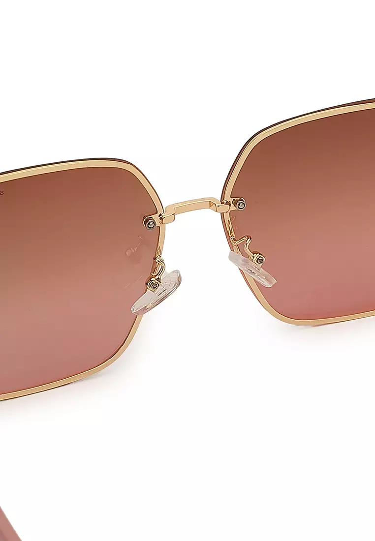 Unisex Polarized Oversized Sunglasses (Kacamata Hitam) - Cokelat / Merah Jambu