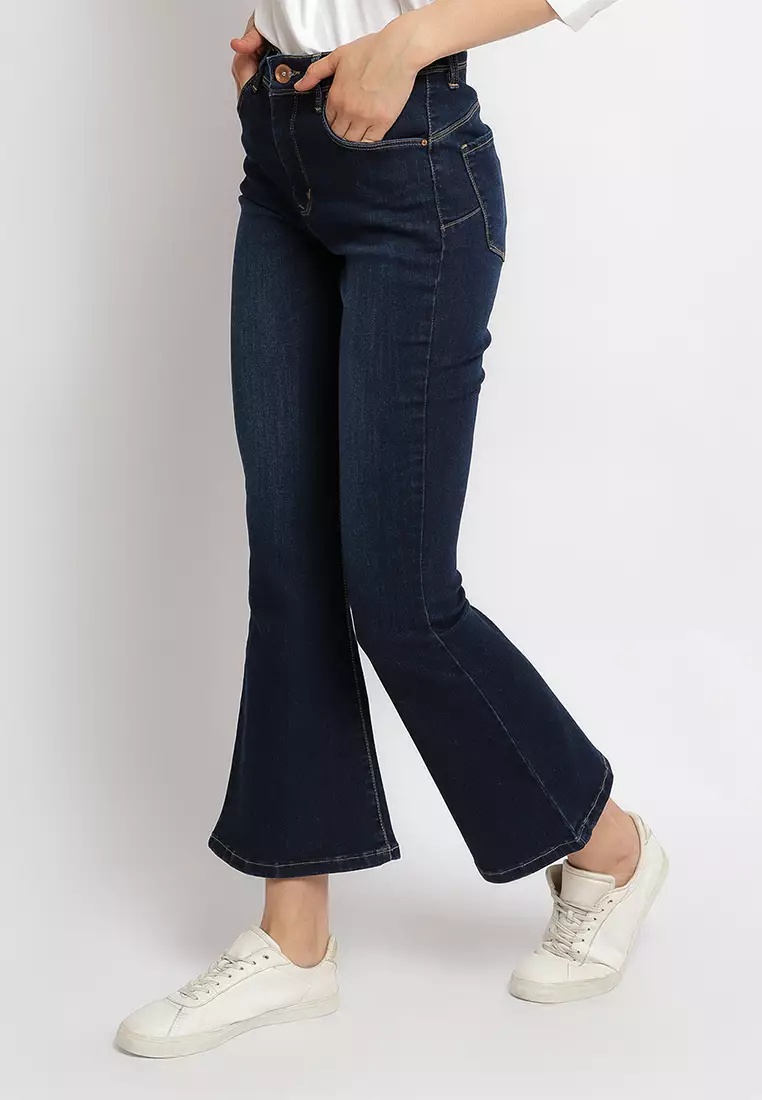 C2 Thiery Navy Dual Push Jeans Bootcut Flare