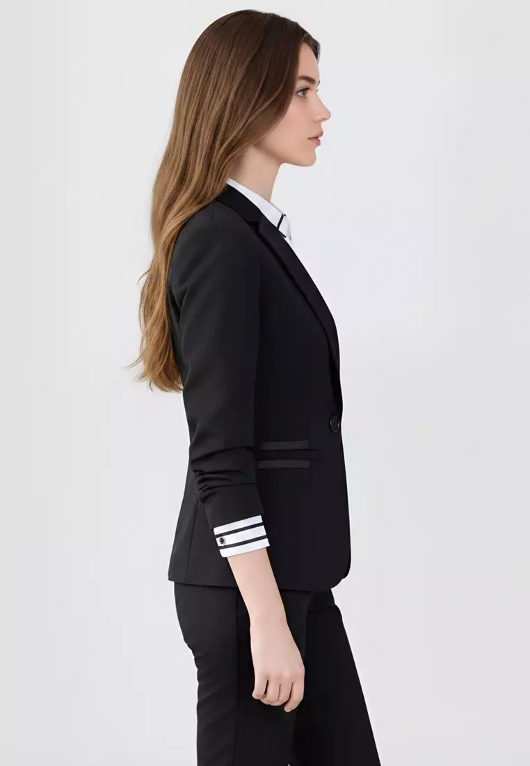 Single Button Slim Suit Blazer