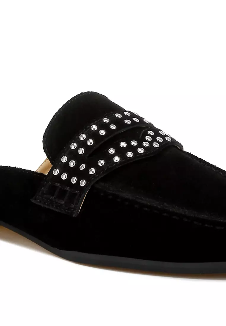 Sandal Tali Penny Berhias Stud Warna Hitam