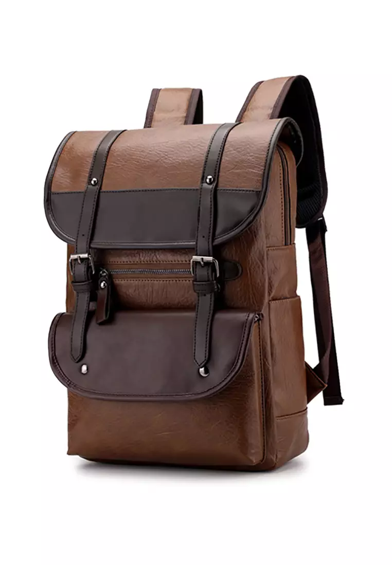 Buy Lara Men s Leather Flap Backpack Brown 2024 Online ZALORA