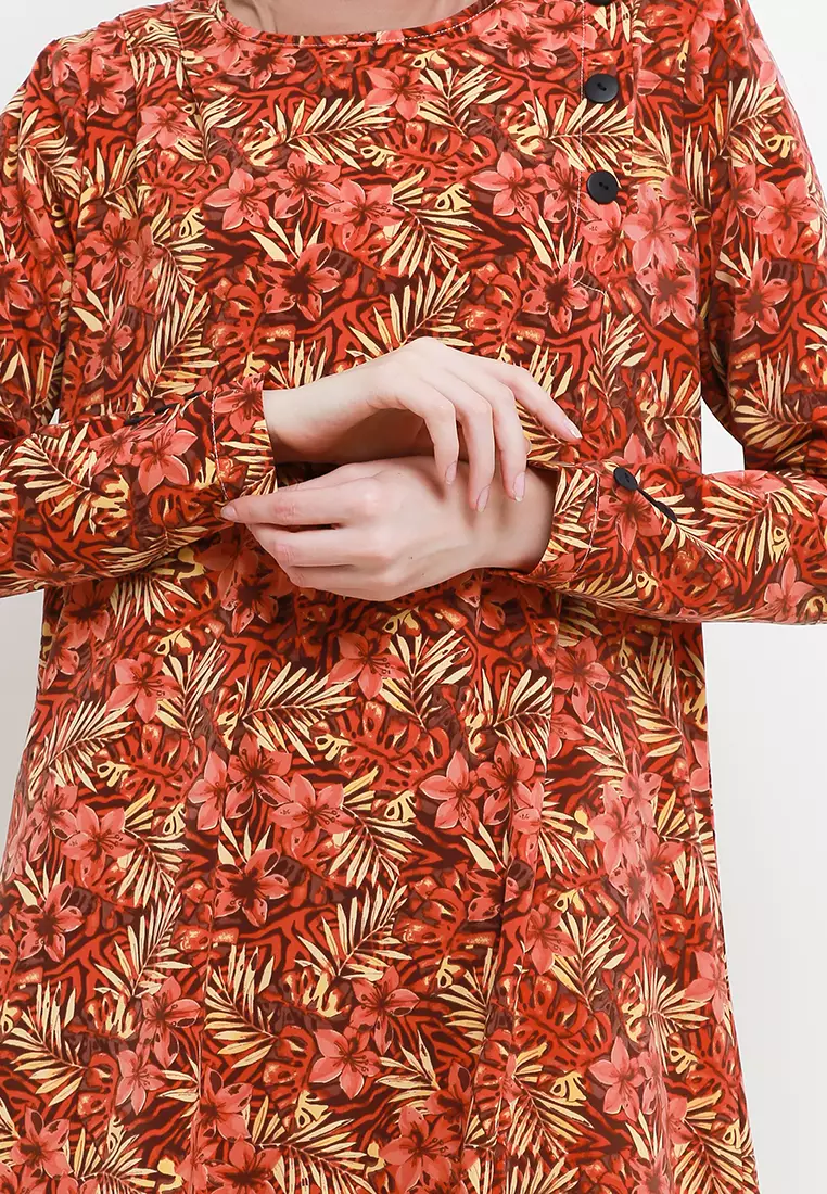 Jina Maxi Dress In Brown Floral Print