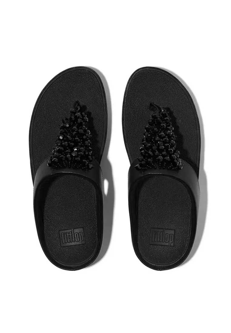 FitFlop RUMBA Beaded Toe-Post Sandals - All Black (B5R-090)