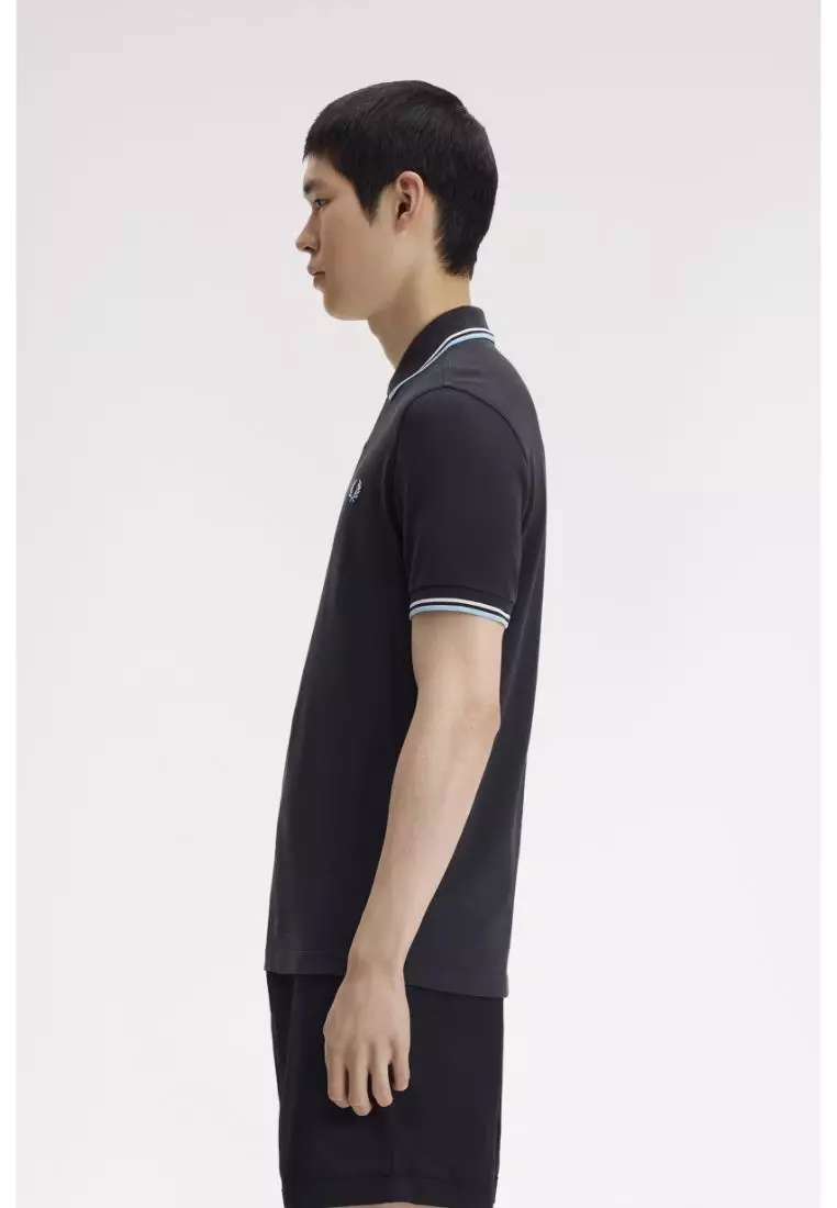 Fred Perry M3600 Twin Tipped Fred Perry Shirt (Anchor Grey / Ecru / Ball Boy Blue)