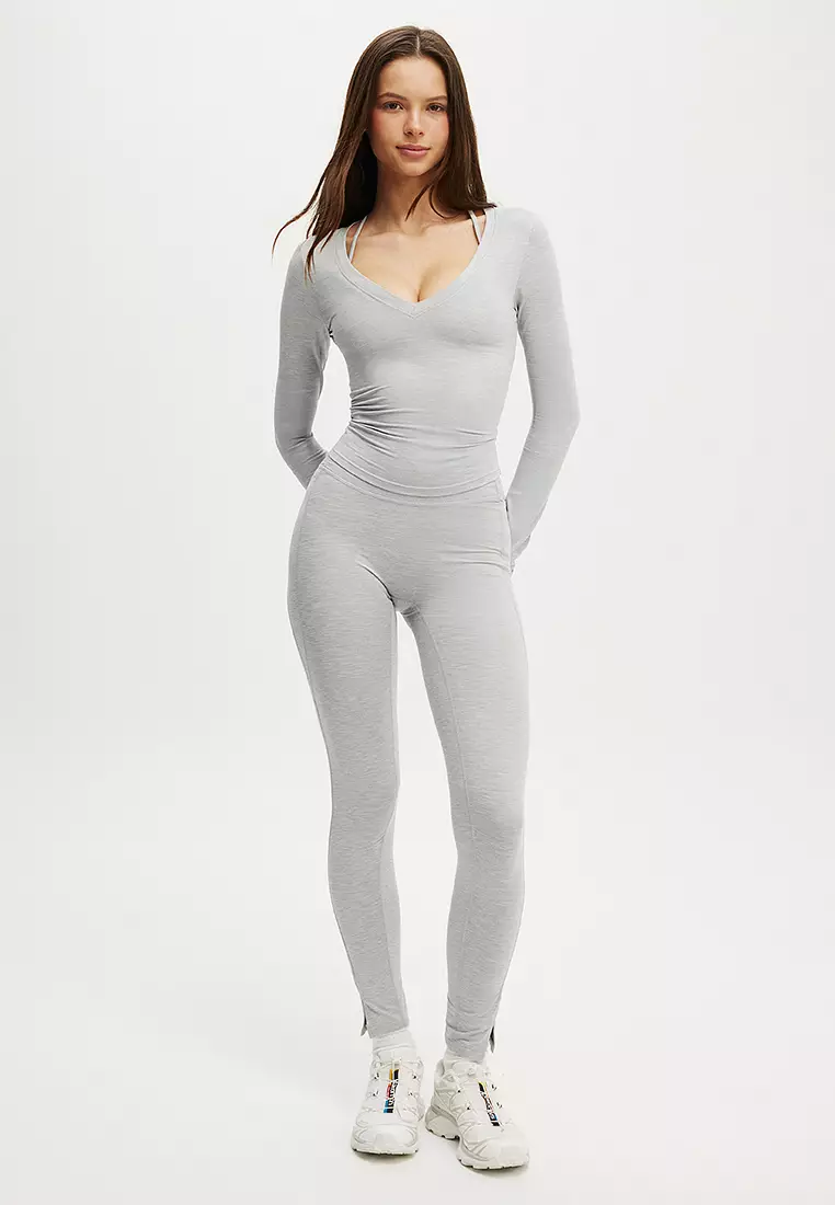 Ultra Soft Plunge Front Long Sleeve Tee