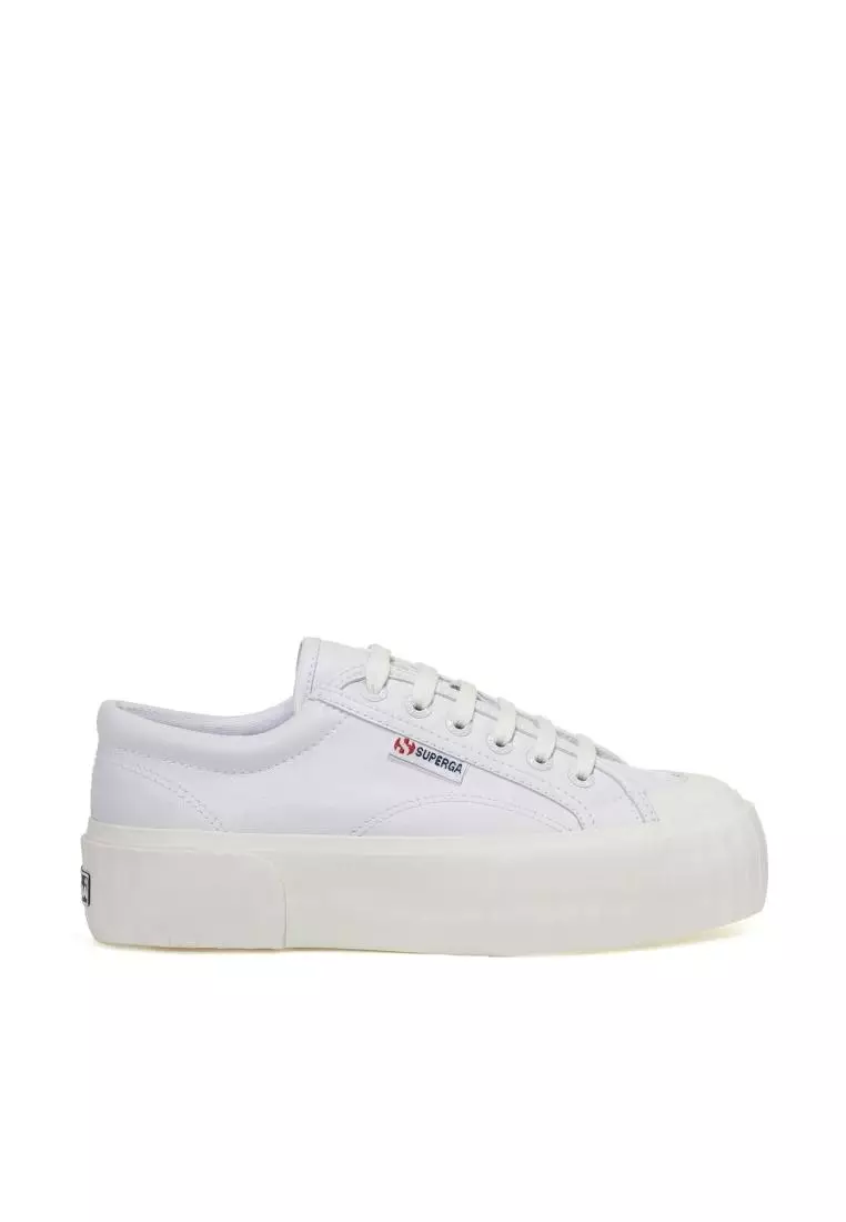 Discount on Superga  shoes - SKU: 2631 Stripe Platform Vegan Faux Leather Black-White Avorio Sneakers