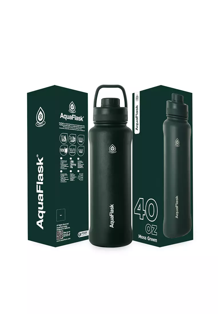 40oz Moss Green New Sports Lid Bottle Wide Mouth Vacuum Insulated Stainless Steel Drinking Water Bottle