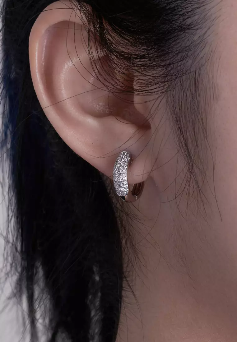 TOMEI 15mm Hoop Diamond Earrings White Gold 750