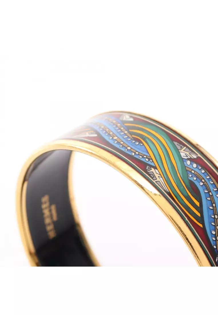 Pre-Loved Hermès Email GM bangle GP Cloisonne gold multicolor