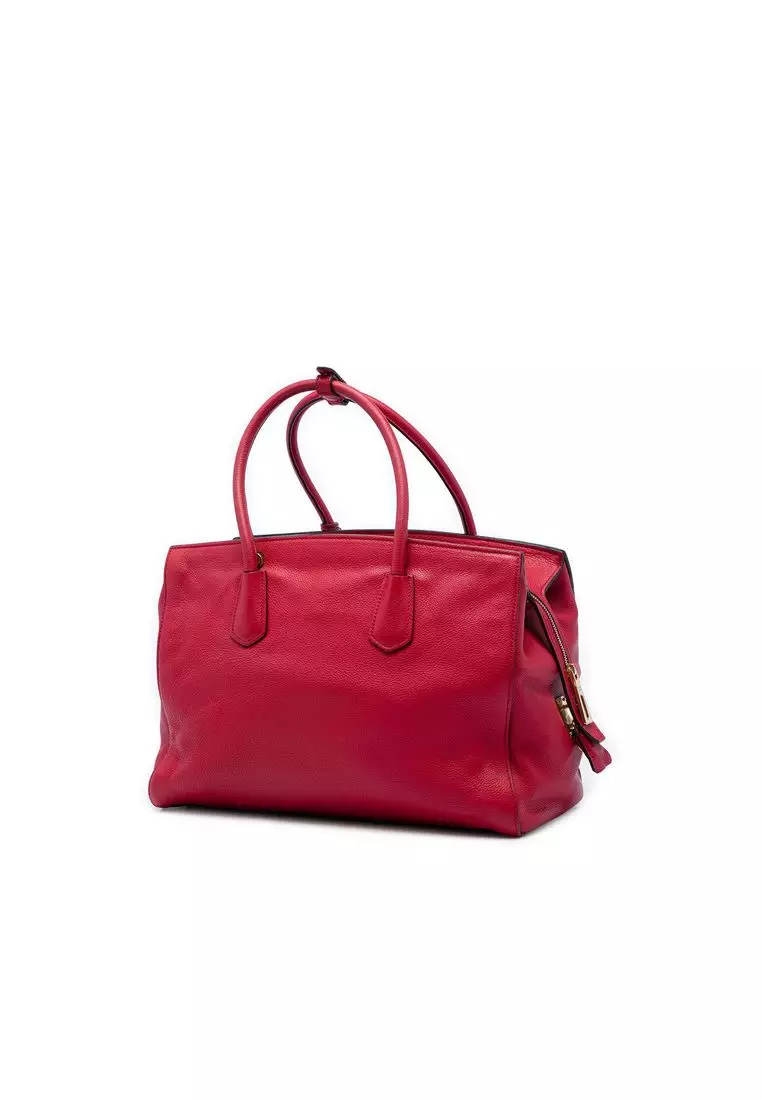 Pre-Loved Prada Vitello Daino Zip Top Convertible Tote