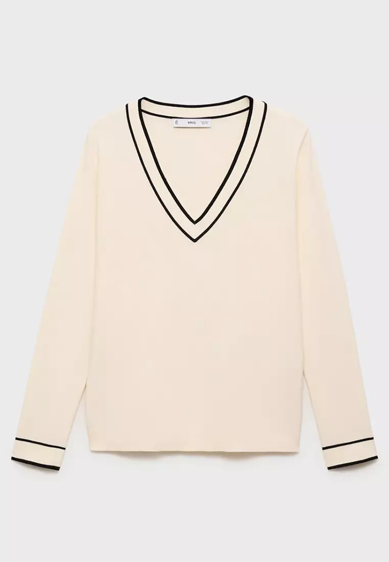 Contrasting V-Neck Sweater