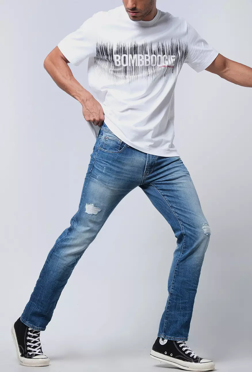 Celana Jeans Pria Skinny J7 With Destroy