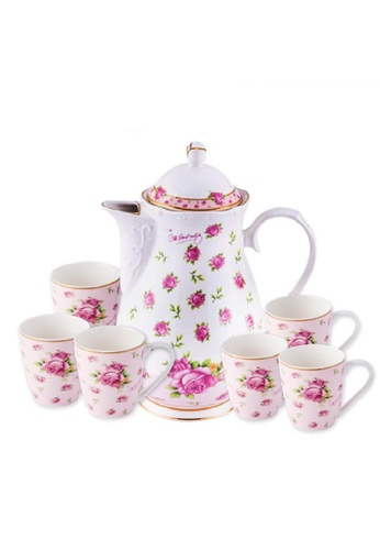 Vantage Vantage New Porcelain Collection Siti Series 8 Pcs Jug Set / Jug with Cover / Porcelain Mugs / Coffee & Tea Drinkware / Drinkware Set / Ultra White Fine Porcelain Jug & Cup BA655HL4870BCEGS_1