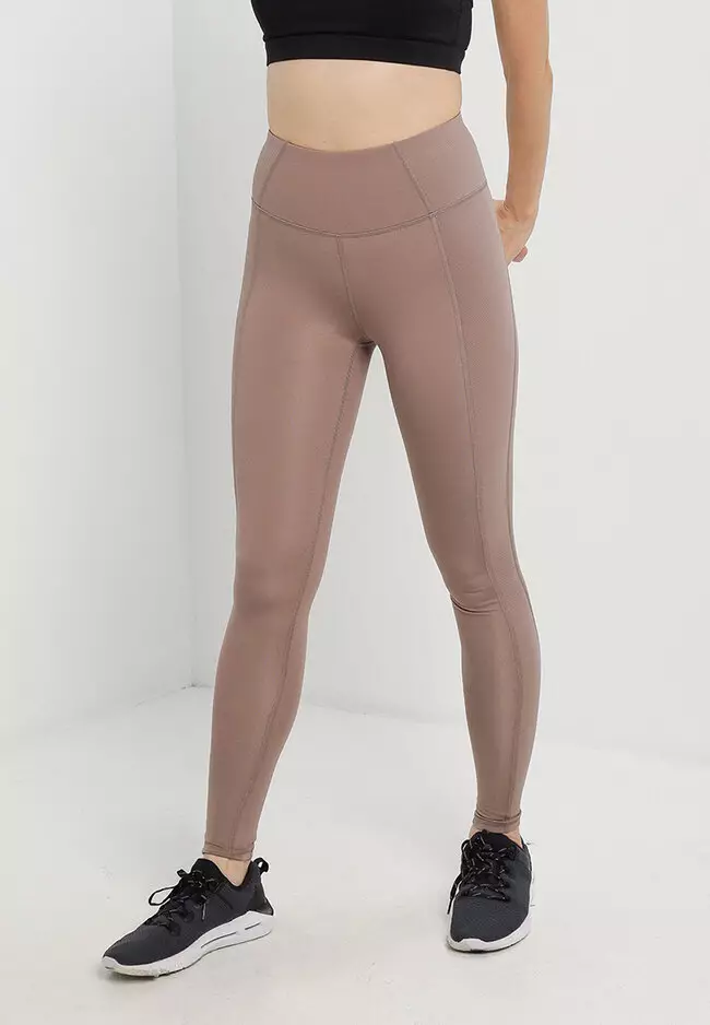adidas Training Hyperglam ribbed high waisted leggings in brown