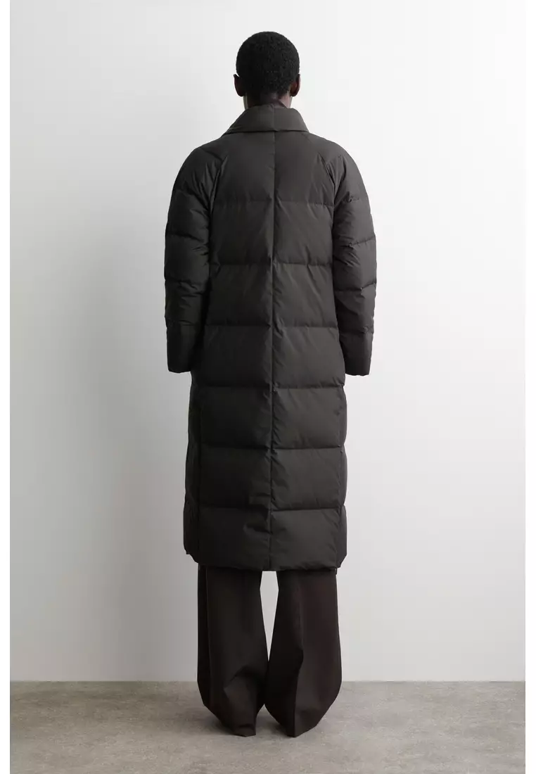 SHAWL-COLLAR QUILTED DOWN LONG COAT