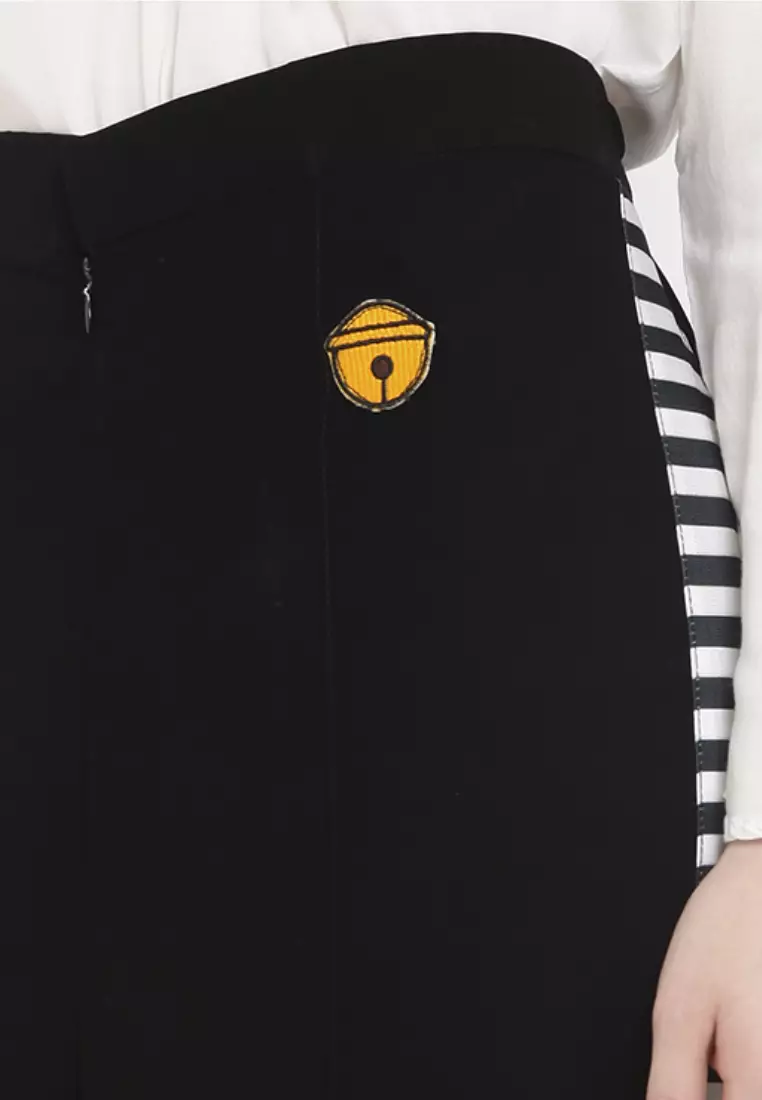 Doraemon Strip Pants Black