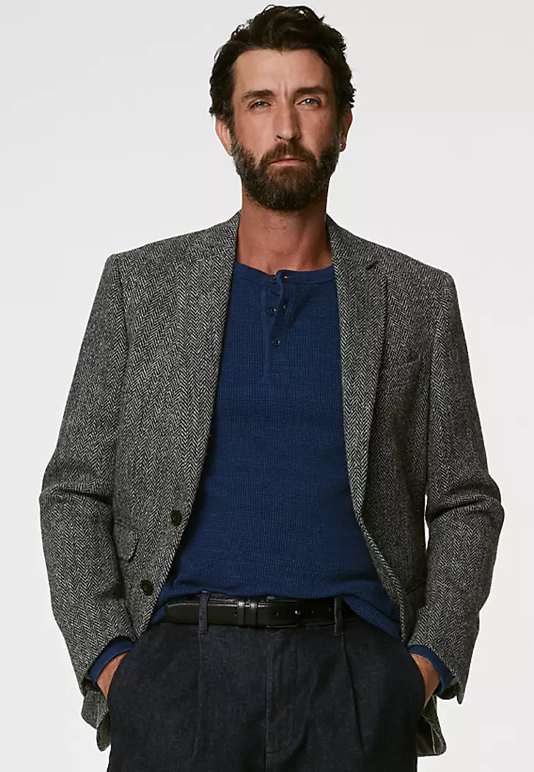 Cotton Rich Waffle Henley T-Shirt