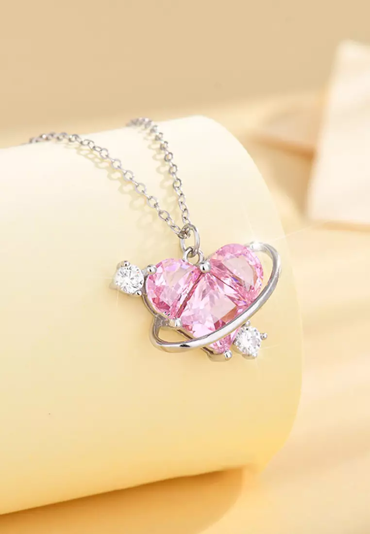 Kalung Wanita Love Planet Gaya Korea Necklace Anti Luntur Asli Perhiasan Wanita