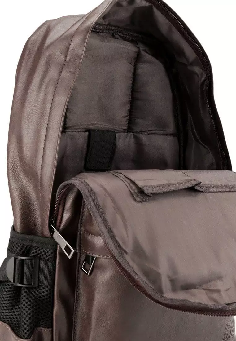 Distressed Leather Mesh Backpack