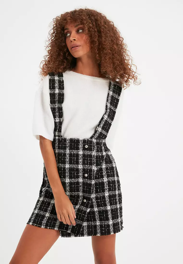Tweed cheap pinafore dress