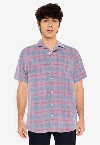 Only & Sons pink Nori Short Sleeves Check Cord Shirt 70AA0AAEAAAE9EGS_1