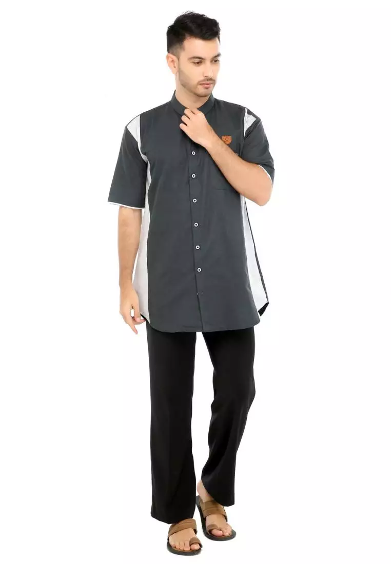 Baju Koko Gamis Muslim Pria Gibran - Hitam