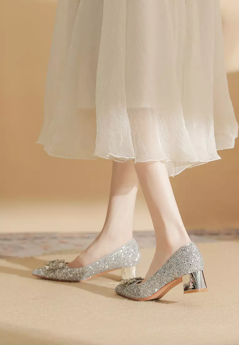 5CM Rhinestone Buckle Chunky Heel Shoes IF5306-3