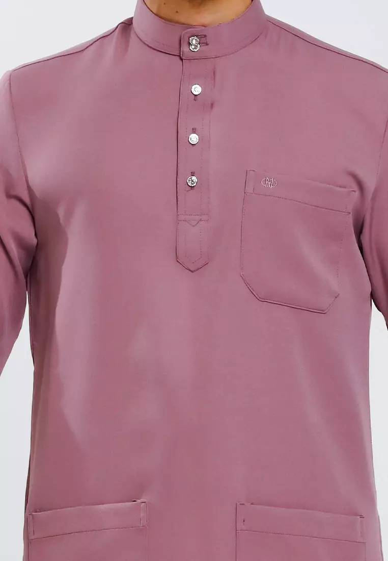 Forest x Hatta Dolmat Baju Melayu Cekak Musang Regular Fit - BM23766-76SmokePurple