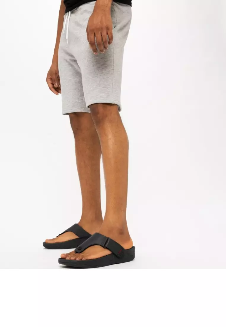 TRAKK II Men's Leather Toe-Post Sandals - All Black (279-090)