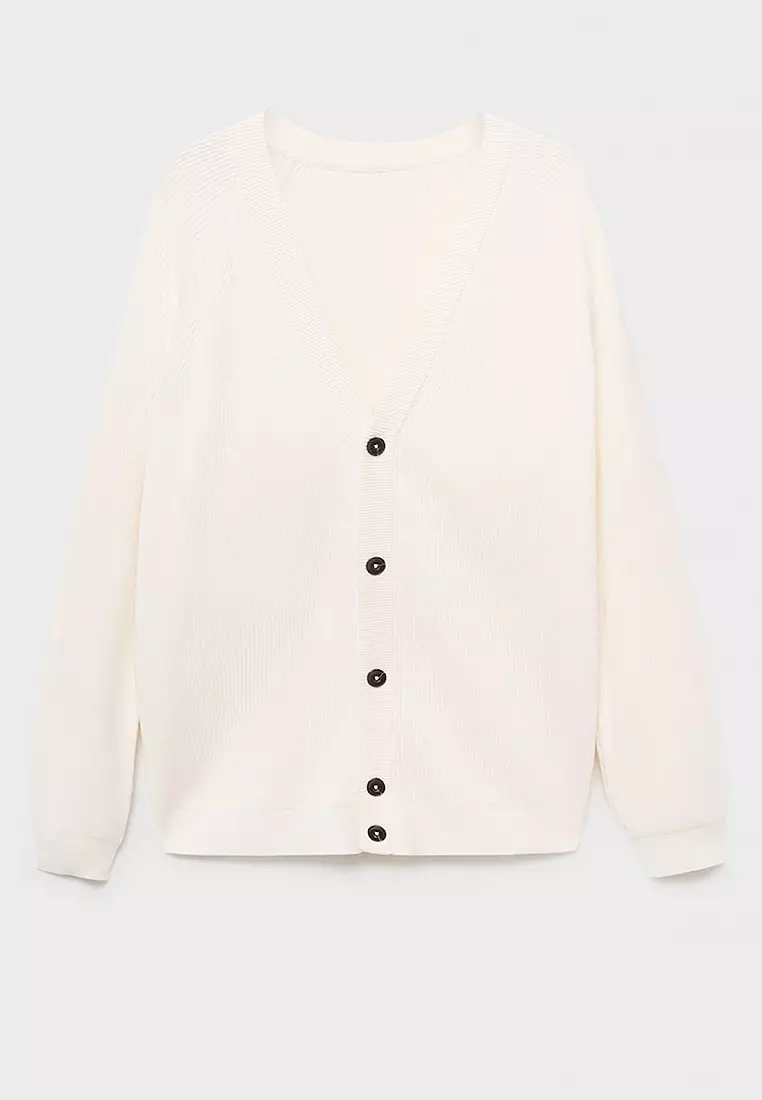 Ribbed Knitted Cardigan With Buttons