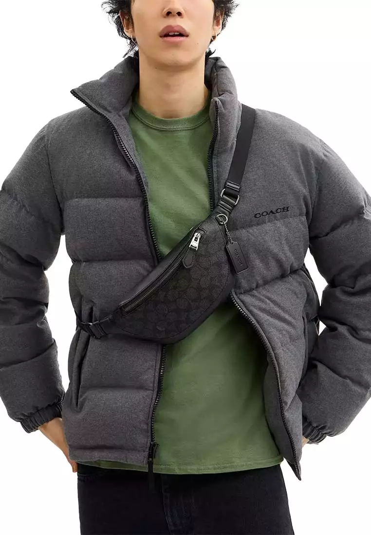 Warren Mini Belt Bag In Signature Canvas Charcoal/Black CW369