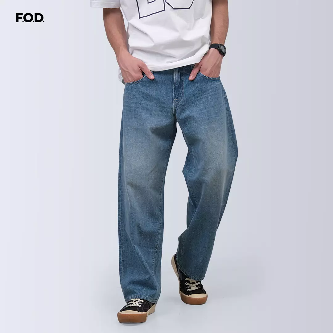 Celana Loose Jeans Pria Ziel Light Blue