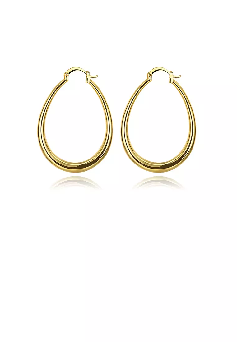 Gold oval earrings discount