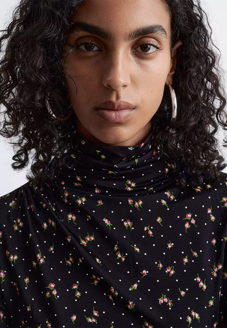 Mock Neck Midi Dress