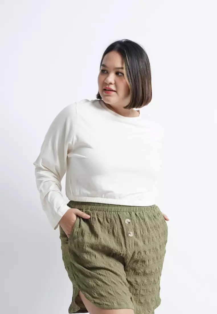 Xtramiles Plus Size Crop Top Miley Broken White