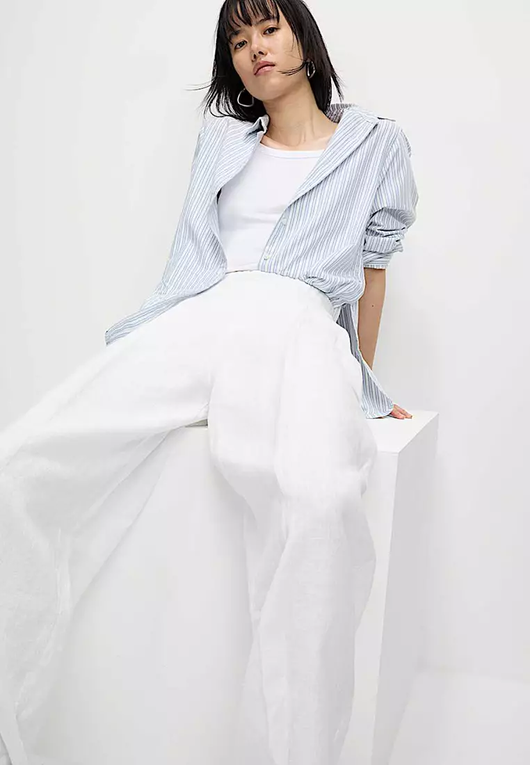 Pure Linen Carrot Leg Trousers