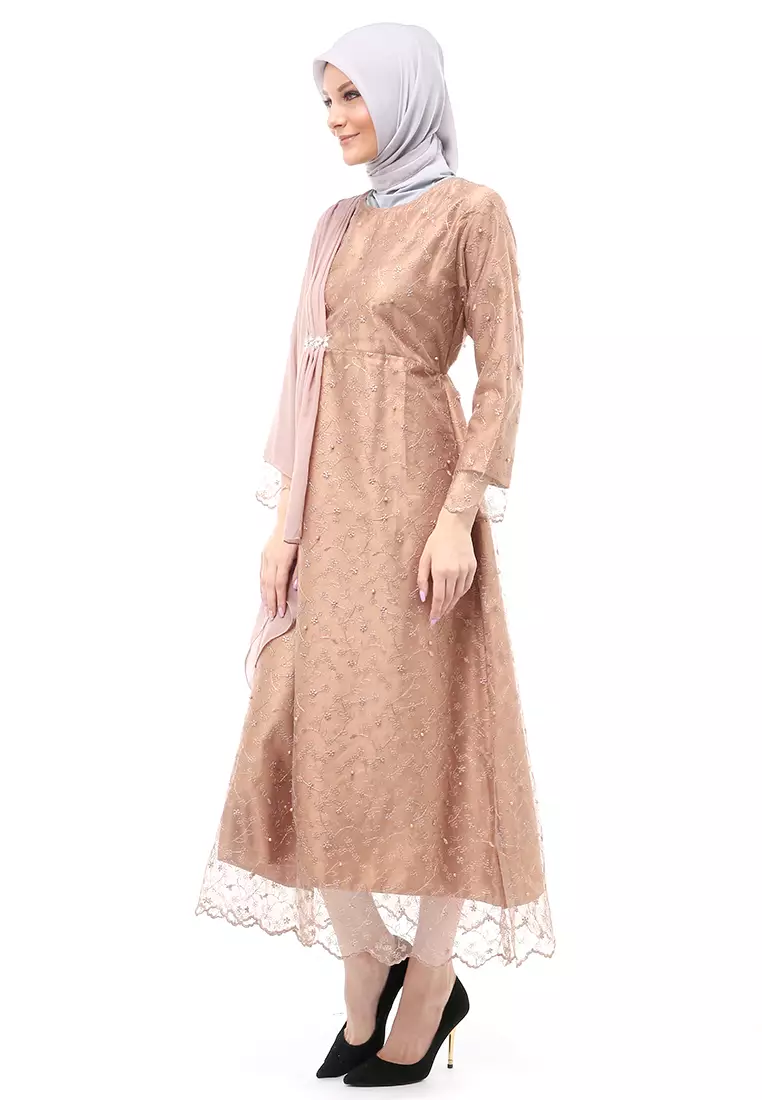 Anita Gaun Long Dress Wanita Regular Fit - Brown