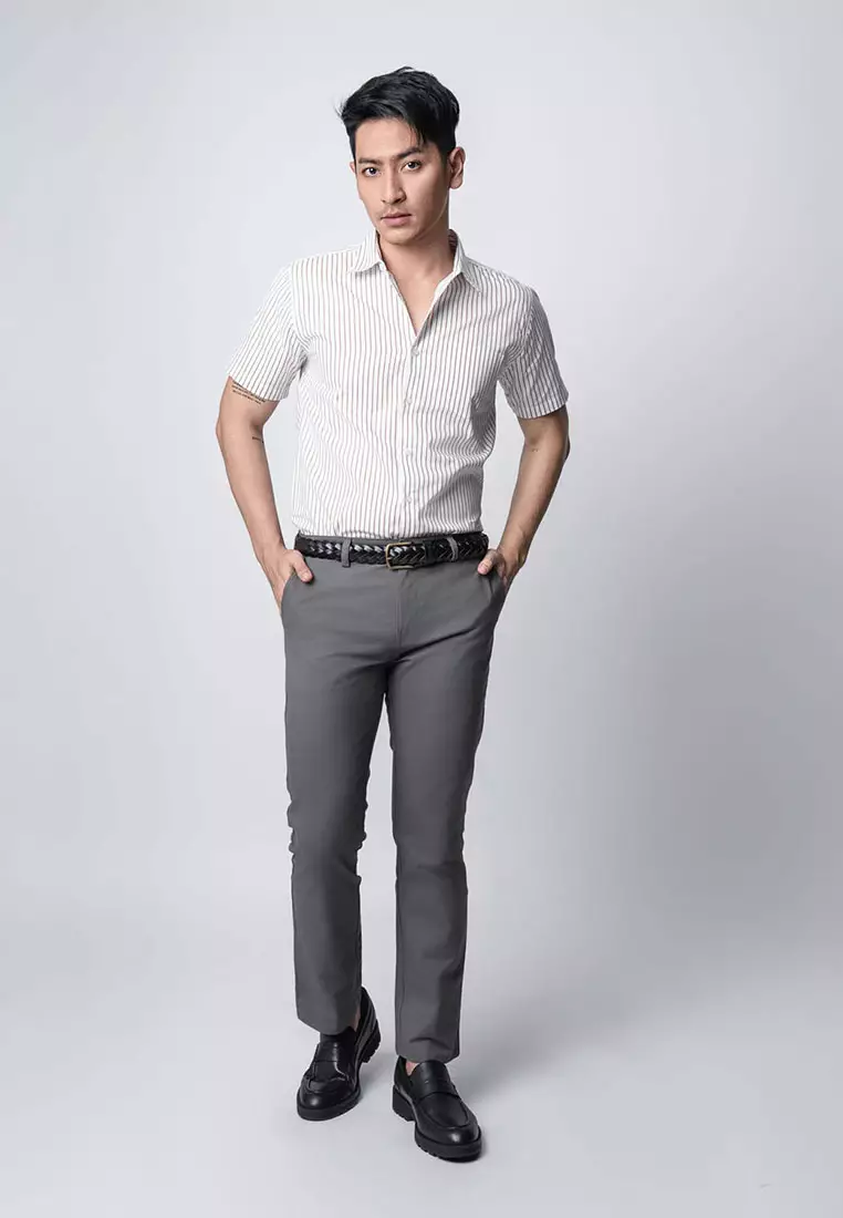 Regular Straight Fit Chino Cotton Twill Dark Grey