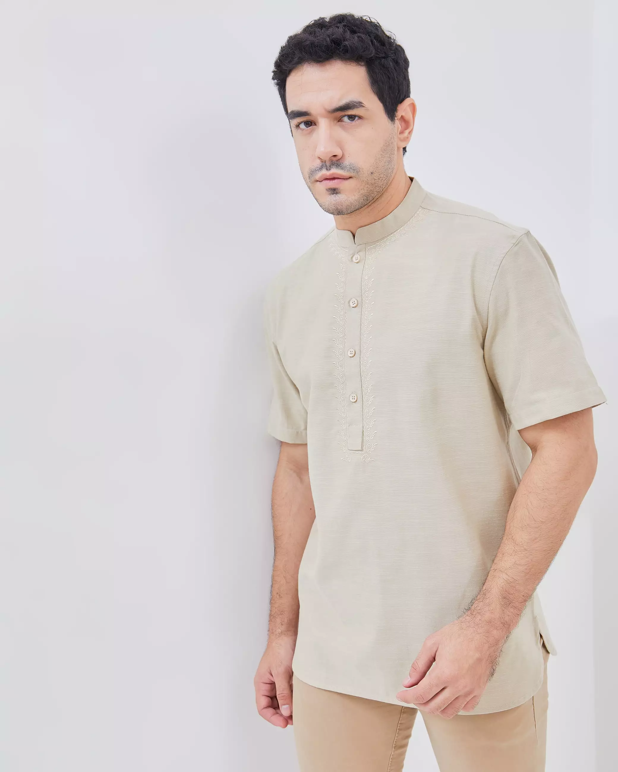 AMK Kemeja Koko Pria Lengan Pendek KK Tabaqah s/s Khaki