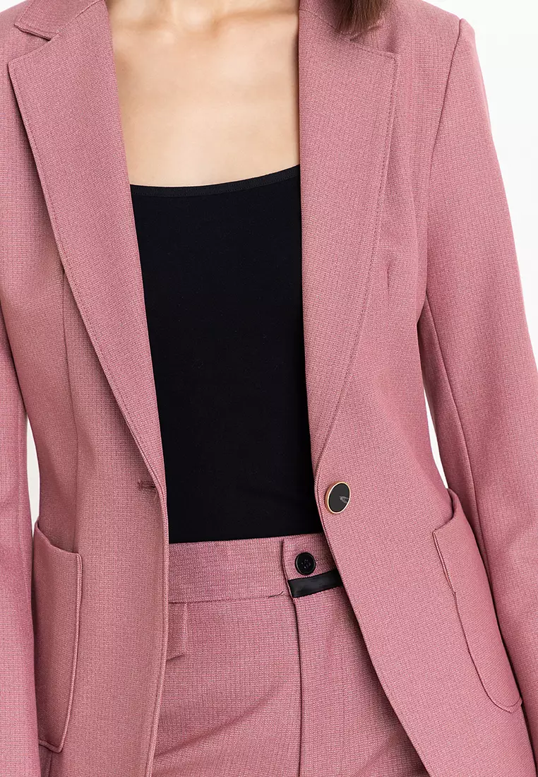 Split Cuff Textured Suit Blazer