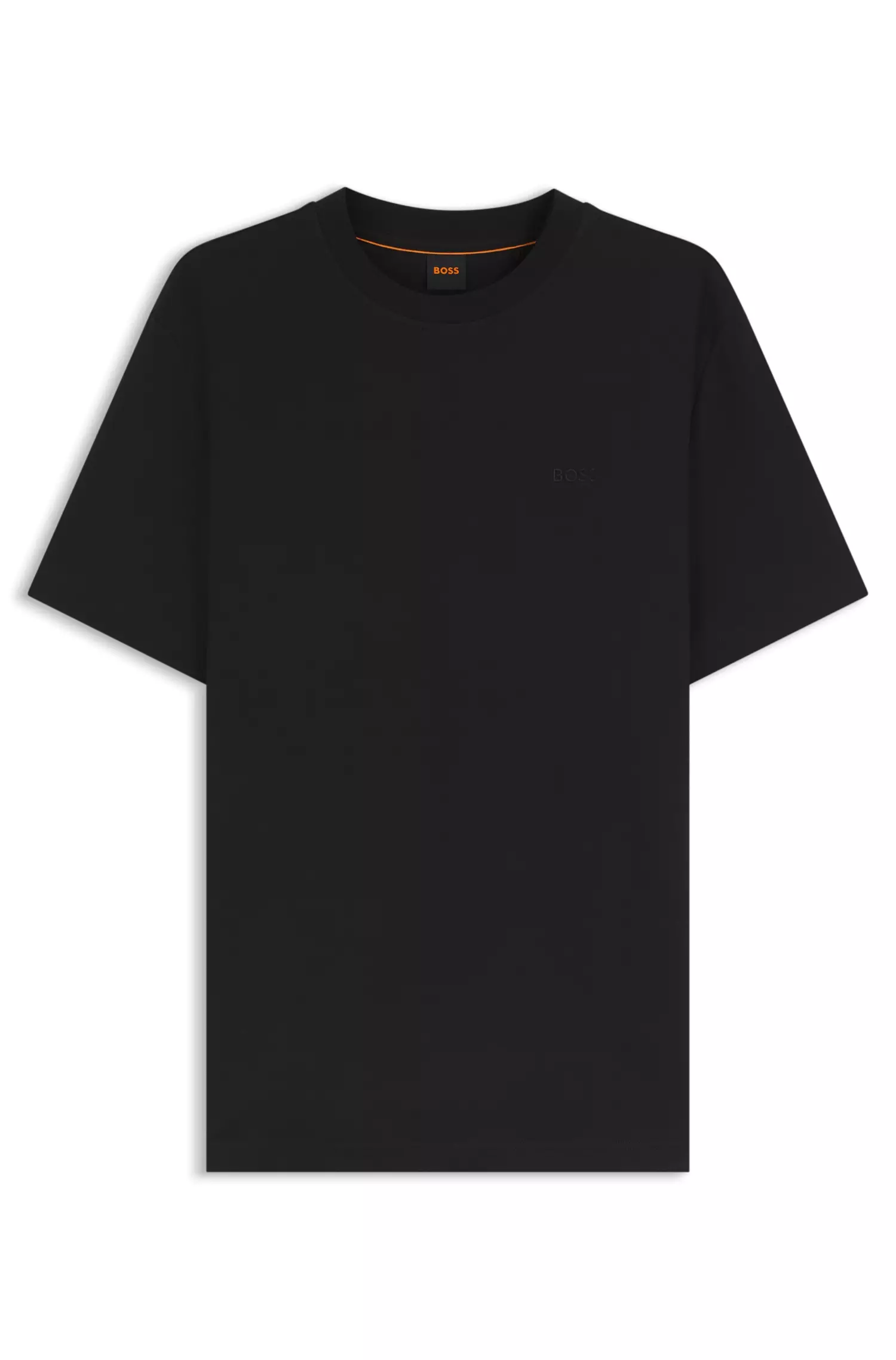 Embroidered Logo Interlock Cotton T-Shirt - BOSS Orange